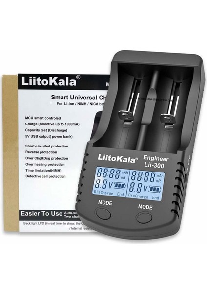 Liitokola LII-300 Pil Şarj Deşarj Kapasite Test Cihazı Powerbank Li-Ion Nimh 3.7V 18650 1.2V Aa Aaa