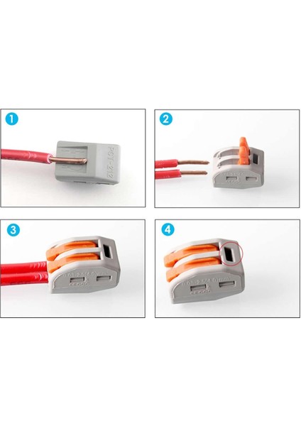 2li Kolay Kablo Tel Birleştirici Konnektör Vidasız Klemens 250V 32A 1mm/4mm Elektrik Kablo Bağlantı