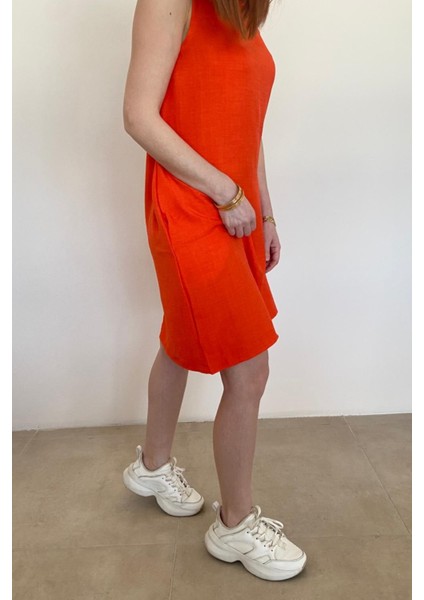 Kadın Keten Kolsuz Yazlık Elbise fiyatları