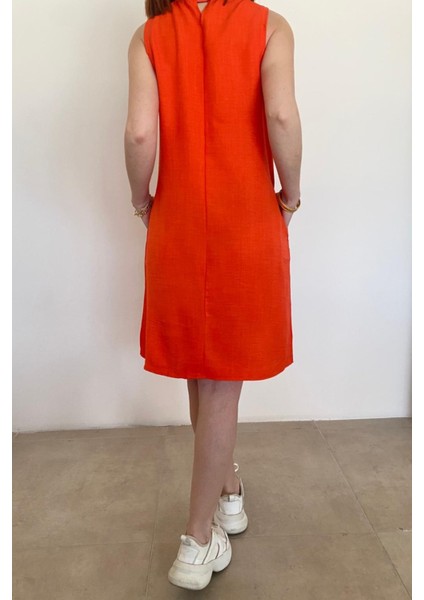 Kadın Keten Kolsuz Yazlık Elbise modelleri