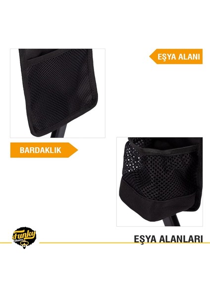 Funky Chaırs Comfort 3 Kademeli Katlanabilir Kamp Sandalyesi - Siyah