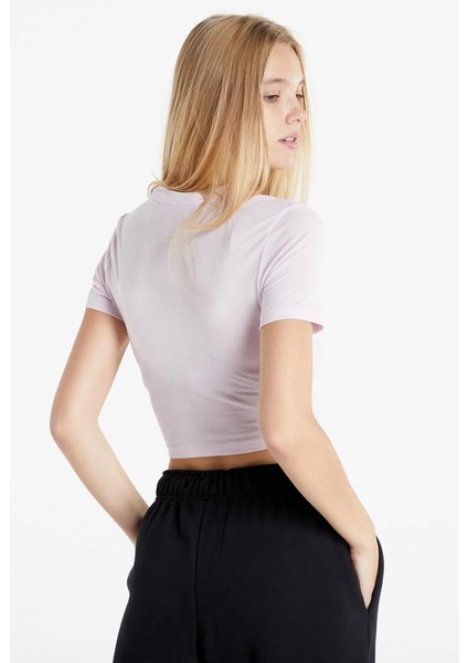 Double Swoosh Crop Fit Tee Pink Likralı Ince Crop Kısa Tişört Pembe fiyatları