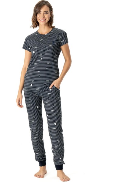 Kadın Yuvarlak Yaka Pijama Takımı