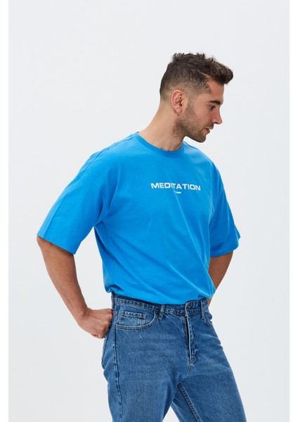 Meditation Baskılı Oversize Tişört