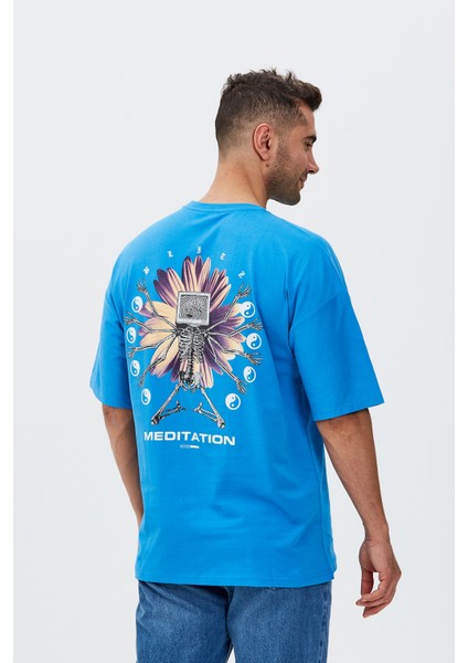 Meditation Baskılı Oversize Tişört