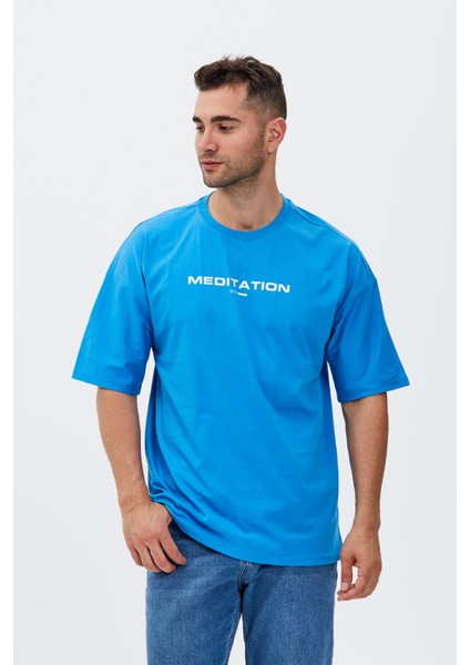 Meditation Baskılı Oversize Tişört