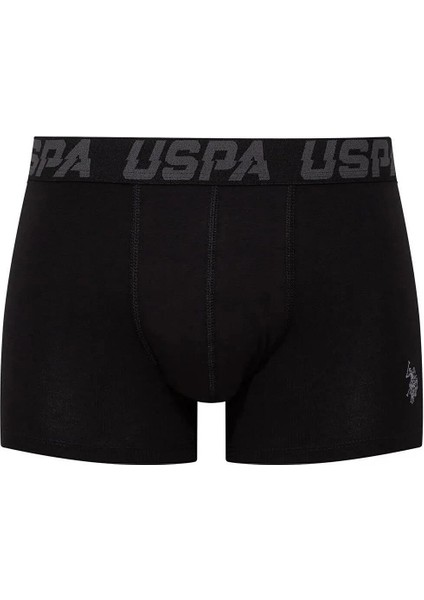 Erkek Siyah Antrasit ve Uspa Baskılı 3'lü Boxer