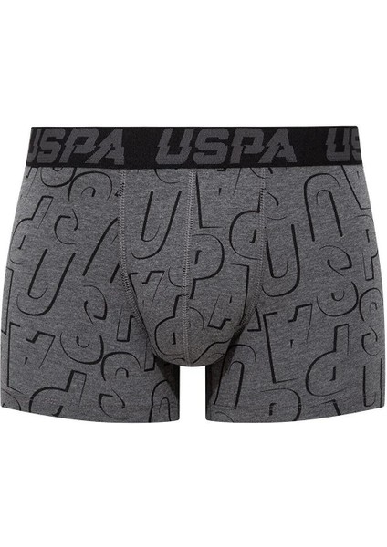 Erkek Siyah Antrasit ve Uspa Baskılı 3'lü Boxer