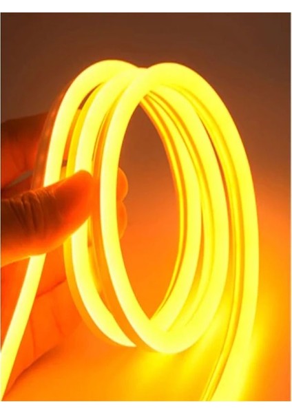 6 Metre Neon Amber 220 V Esnek Hortum Şerit LED Işık Aydınlatma + Güç Fişi