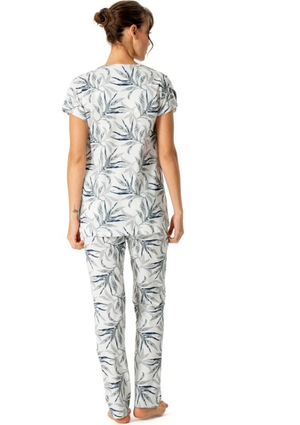 Kadın Boydan Düğmeli Pamuklu Pijama Takım