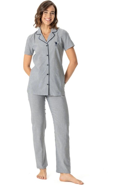 Kadın Kısakol Gömlek Pijama Takım, Viskon Kumaş