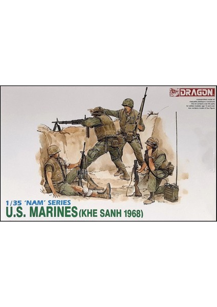 3307 1/35 Ölçek Abd Deniz Piyadeleri (Khe Sanh 1968) Asker Figürleri Plastik Model Kiti