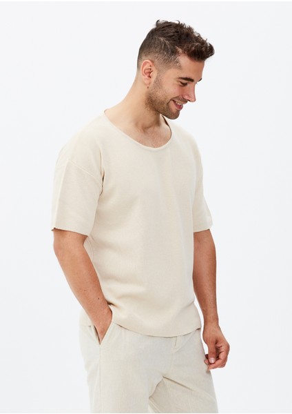 Kısa Kollu Geniş Yaka Oversize Basic Tişört