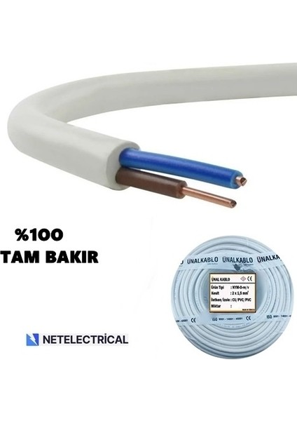2x1.5 Nym - 25 Metre Tek Damar Antigron Kablo