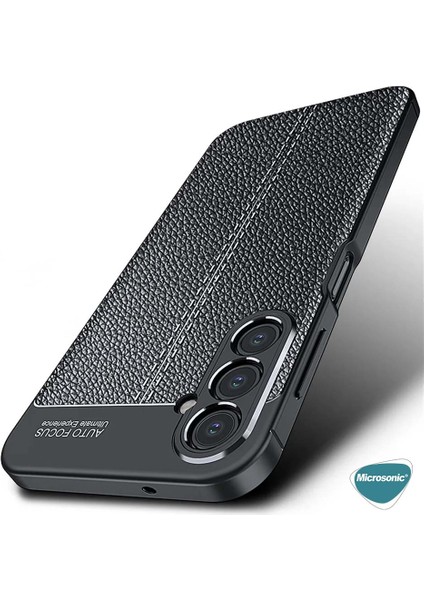 Samsung Galaxy A25 Kılıf Deri Dokulu Silikon Siyah