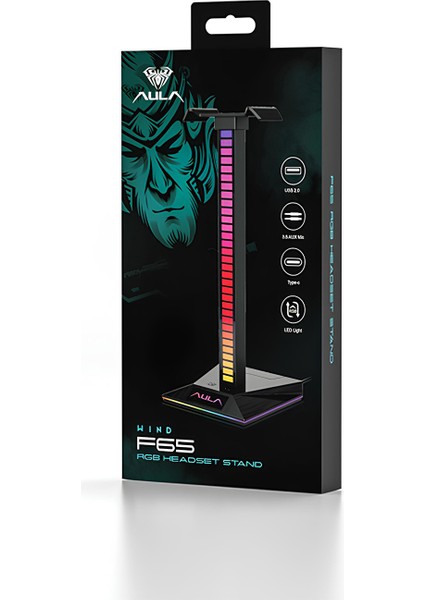 F65 Aux Type-C ve Usb-A Hub Özellikli Rgb Kulaklık Standı