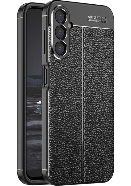 Samsung Galaxy A05S Kılıf Deri Dokulu Silikon Siyah