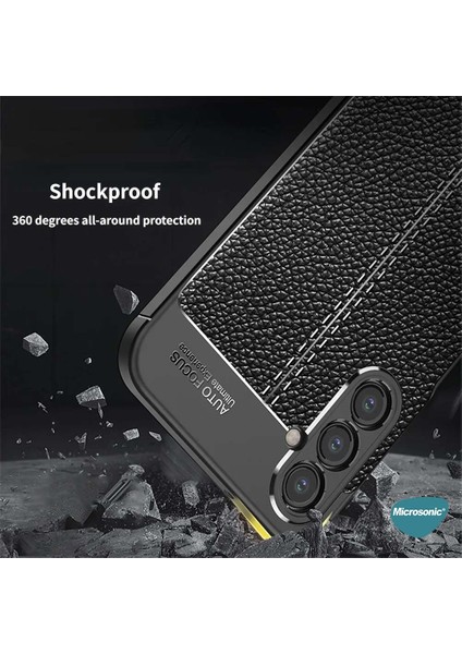 Samsung Galaxy A05S Kılıf Deri Dokulu Silikon Siyah