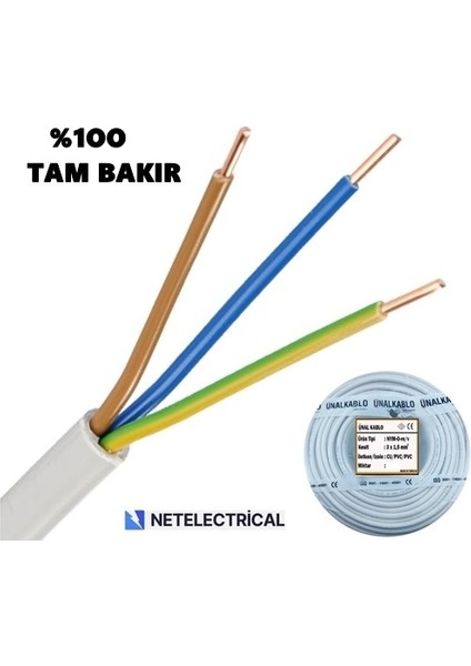 3x1.5 Nym - 15 Metre Tek Damar Antigron Kablo