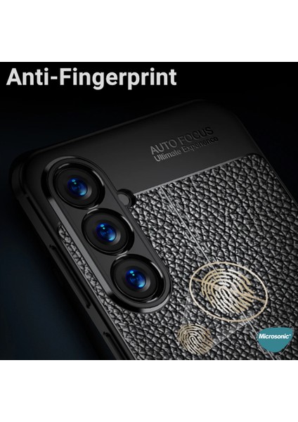 Samsung Galaxy A35 Kılıf Deri Dokulu Silikon Siyah