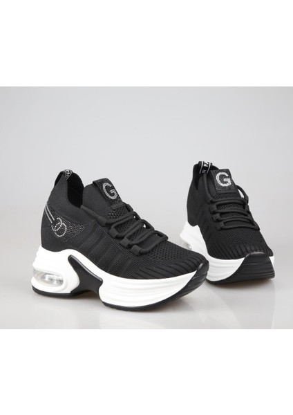 24Y300-14 Dolgu Topuk Siyah Kadın Sneakers fırsatları