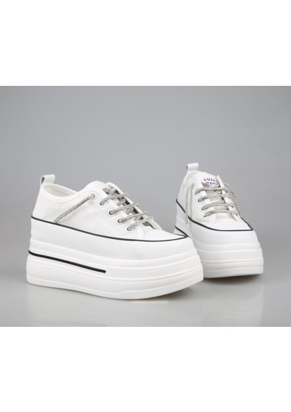 24Y345-10 Dolgu Topuk Beyaz Kadın Sneakers fırsatları