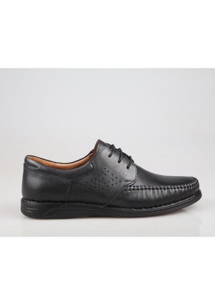 4Y016 Hakiki Deri Siyah Erkek Günlük Ayakkabı