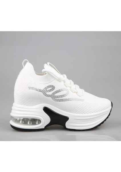 24Y300-9 Dolgu Topuk Beyaz Kadın Sneakers
