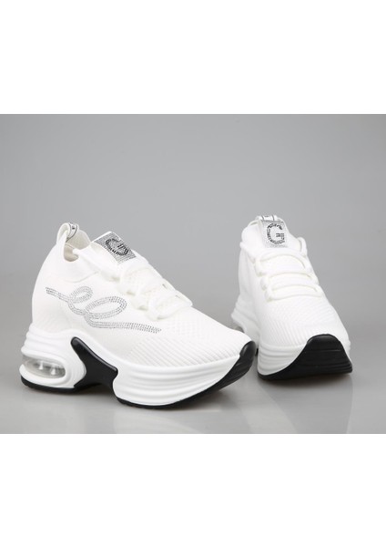 24Y300-9 Dolgu Topuk Beyaz Kadın Sneakers fırsatları