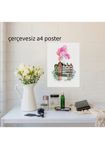 Amsterdam Evleri Çizimli A4 Poster