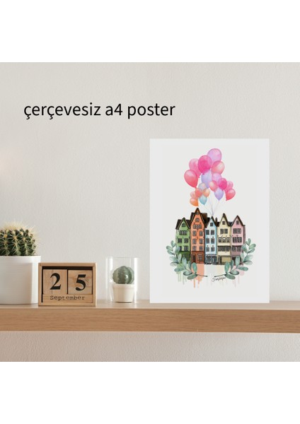 Amsterdam Evleri Çizimli A4 Poster