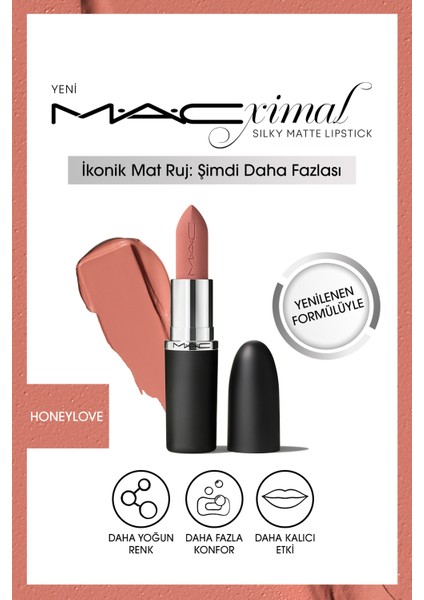 M·A·CXIMAL Silky Matte Lipstick (Honeylove) Nemlendirme Etkili Yoğun Renk Sağlayan Ruj