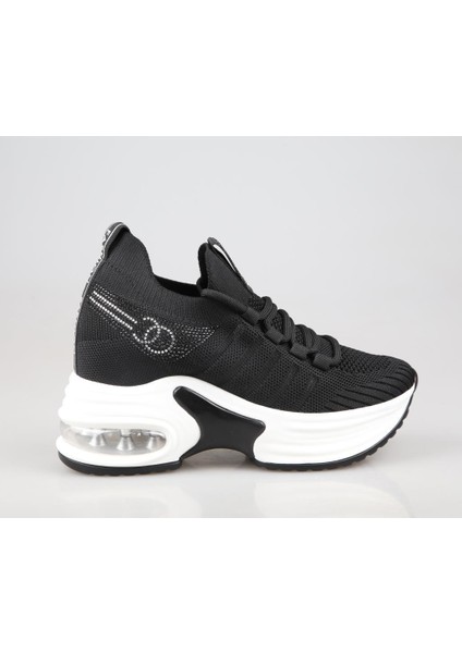 24Y300-14 Dolgu Topuk Siyah Kadın Sneakers