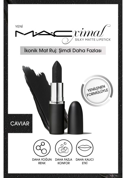 M·a·cxımal Silky Matte Lipstick Nemlendirme Etkili Yoğun Renk Sağlayan Ruj - Caviar
