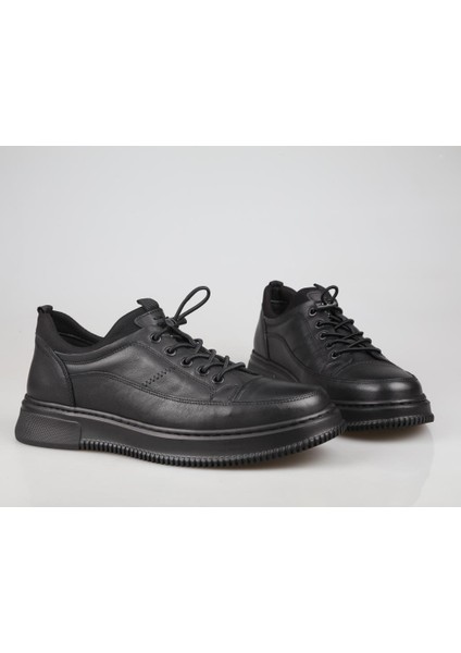 4Y0487 Hakiki Deri Siyah Erkek Günlük Ayakkabı fırsatları