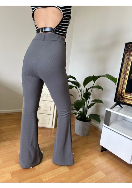 Kadın Taşlı Kemer Detaylı Ispanyol Paça Pantolon fırsatları