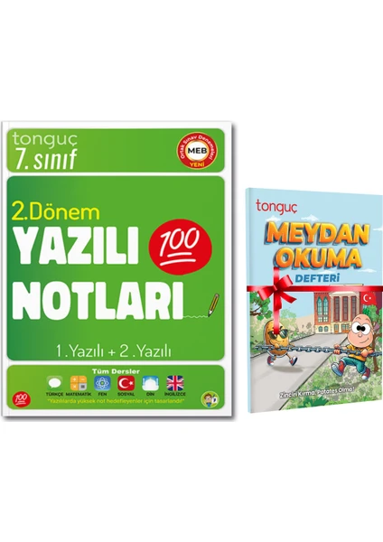 Tonguç Akademi 7. Sınıf Yazılı Notları 2. Dönem 1 ve 2. Yazılı ve Meydan Okuma Defteri