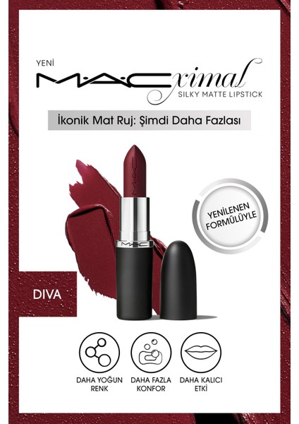 DAHA YOĞUN RENKLERDE Diva M·A·CXIMAL Silky Matte Lipstick Nemlendirme Etkili Ruj
