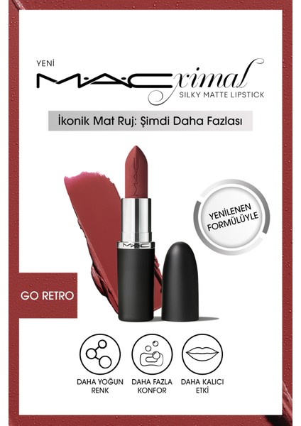 M·A·CXIMAL Silky Matte Lipstick Nemlendirme Etkili Yoğun Renk Sağlayan Ruj - Go Retro