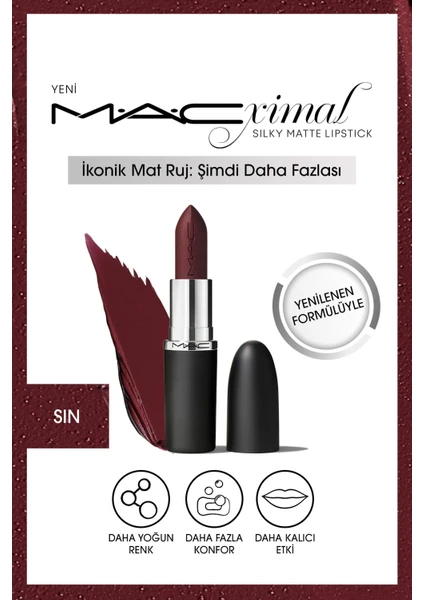 M·A·CXIMAL Silky Matte Lipstick Nemlendirme Etkili Yoğun Renk Sağlayan Ruj - Sin