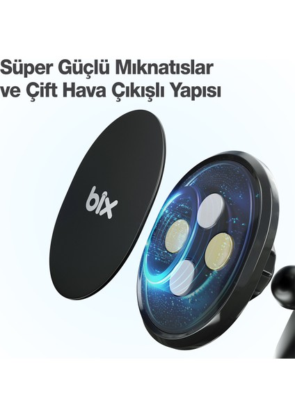 Bxch6 Çift Havalandırma Klipsli ve Destek Kollu 360° Derece Ayarlanabilir Araç Telefon Tutucu