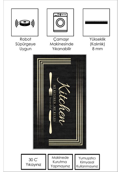 Makinede Yıkanabilir Kaymaz Taban Leke Tutmaz Siyah Mutfak Halısı Mutfak Yolluk ve Balkon Halısı fiyatları