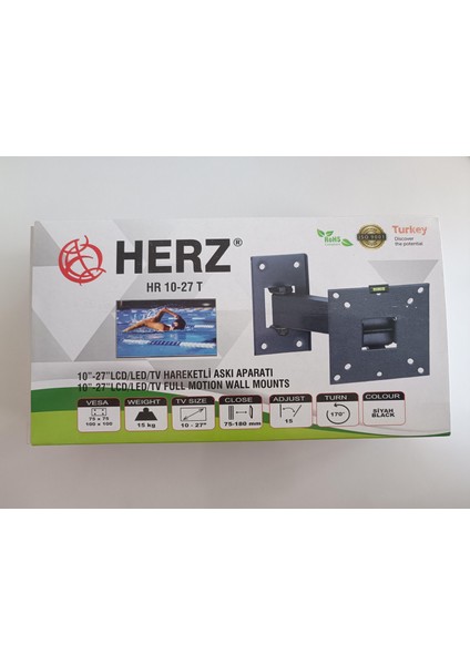 Herz Hr-10"- 27" Lcd/led/tv Tek Kollu Kilitli Hareketli Duvar Askı Aparatı