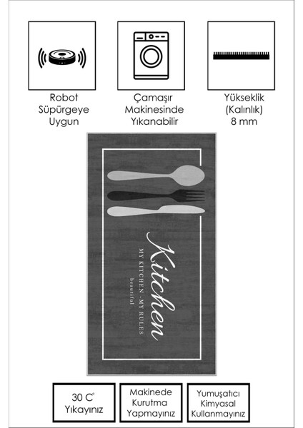 Makinede Yıkanabilir Kaymaz Taban Leke Tutmaz Gri Mutfak Halısı Mutfak Yolluk ve Balkon Halısı fiyatları