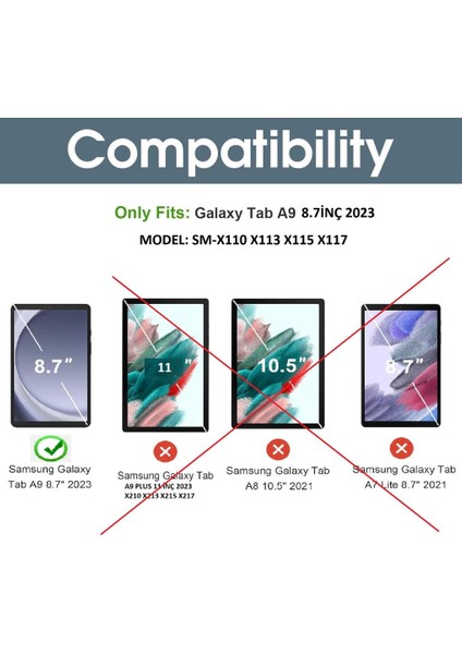 Samsung Galaxy Tab A9 8.7inçKılıf New Pu Deri Smart Standlı Case Uyku Modlu