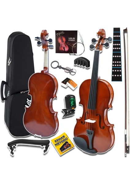 CVL-744-PAK Profesyonel 4/4 Full Keman Seti (Yastık Tuner Tel Susturucu Reçine Çanta Yay)