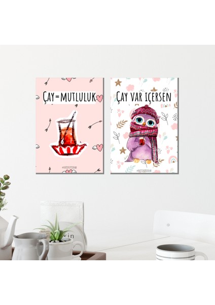 Çay Keyfi Köşesi 2'li Pano A4 , Gonca Baykuşlu