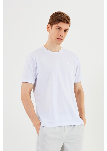 Erkek 3'lü Bisiklet Yaka T-Shirt %100 Pamuk Nakış Detaylı Basic Siyah-Beyaz-Lacivert