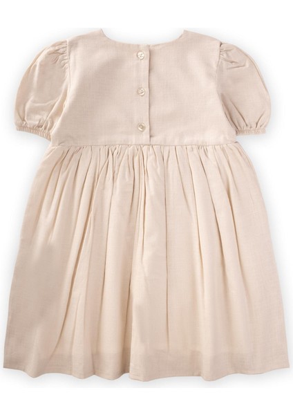 Flamlı Elbise 2-7 Yaş Ekru fiyatları