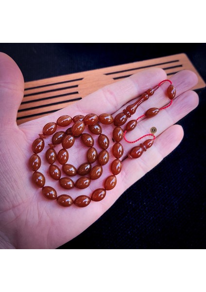 8X12 mm Kahverengi Fatih Erbabacan Usta Işçilikli Zar Kehribar Tesbih